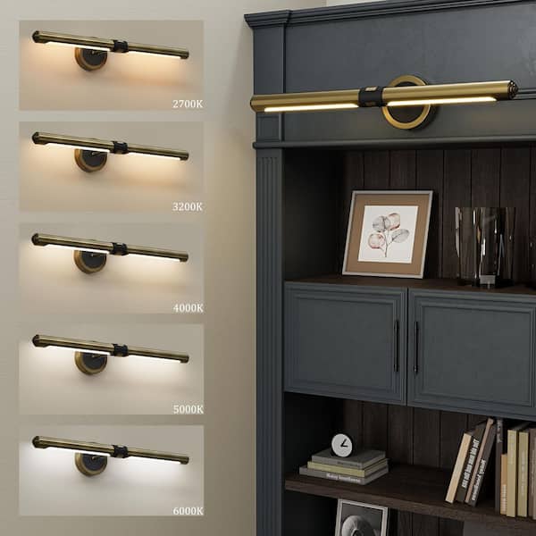 24 in. 1-Light Pure Copper Wall Mounted Picture Light Modern 5CCT LED Wall Light Display Artwork Vanity Light