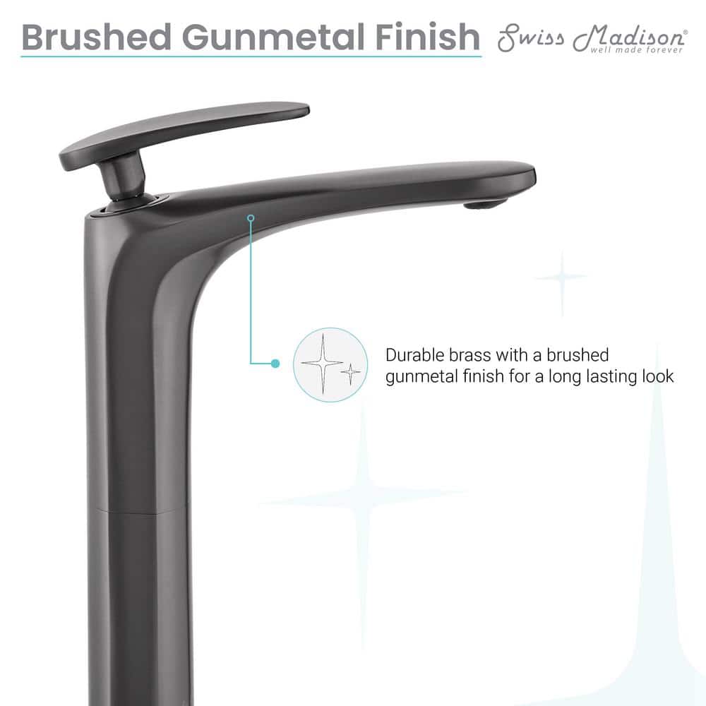 Sublime Gunmetal Gray Single-Handle Bathroom Faucet