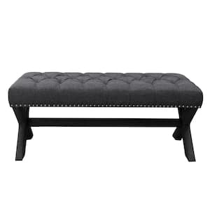 Amelia Dark Gray 45.27 in. 100% Linen Bedroom Bench Backless Upholstered