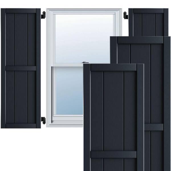 Ekena Millwork 21 1 2 X 63 True Fit Pvc Four Board Framed Board And Batten Shutters Starless Night Blue Per Pair Tfp101bf21x063ob The Home Depot