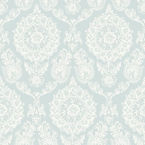 Embroidery Medallion Wallpaper Vintage Vinyl Wall Covering in Pastel Color  for Hotel - Clearhalo