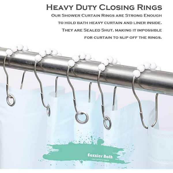 Stainless Steel Shower Curtain Rings/Hook, in White