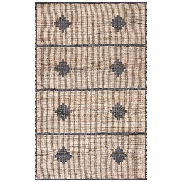 SAFAVIEH Natural Fiber Beige/Gray 6 ft. x 9 ft. Diamond Striped Area Rug