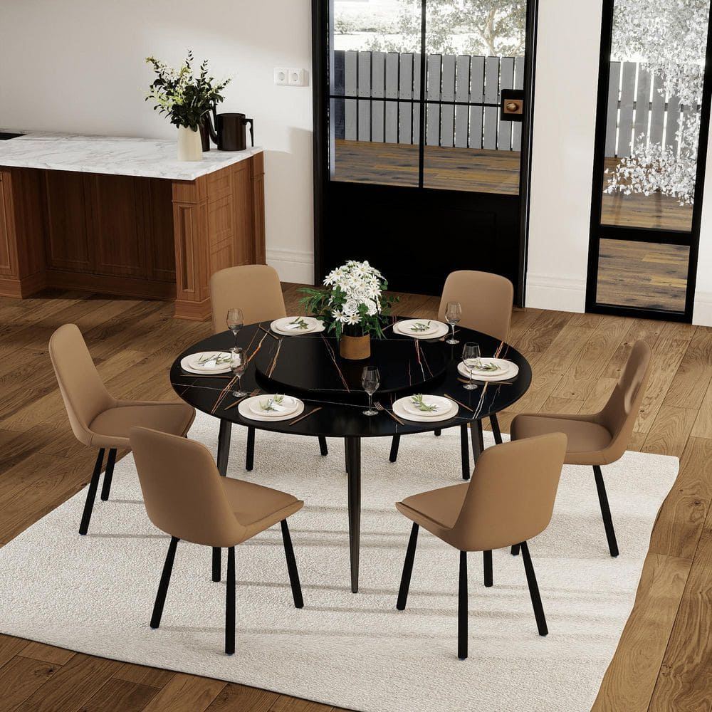 Magic Home 59.05 in. Modern Round Rotary Lazy Susan Table Sintered