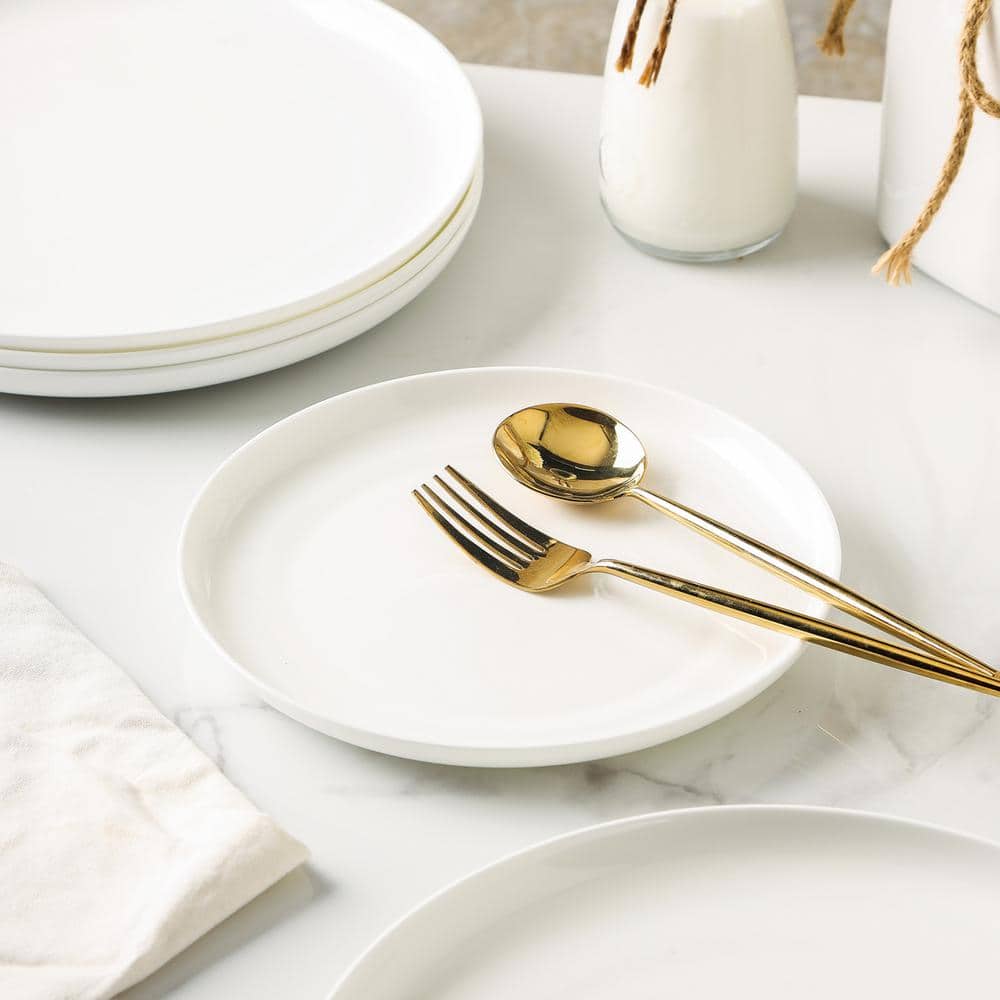 Gabrielle White Porcelain Formal Dinnerware Set, Service for 8