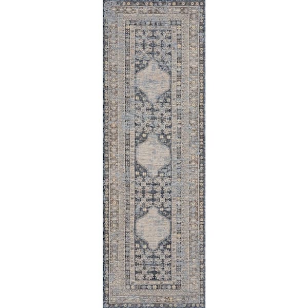 Vanelle Traditional Grey 3 ft. x 8 ft. Outdoor Runner Rug