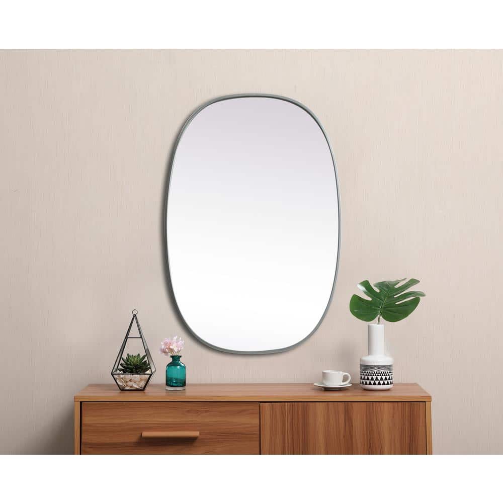 Silver Oval Full Length Metal Frame Bathroom Mirror