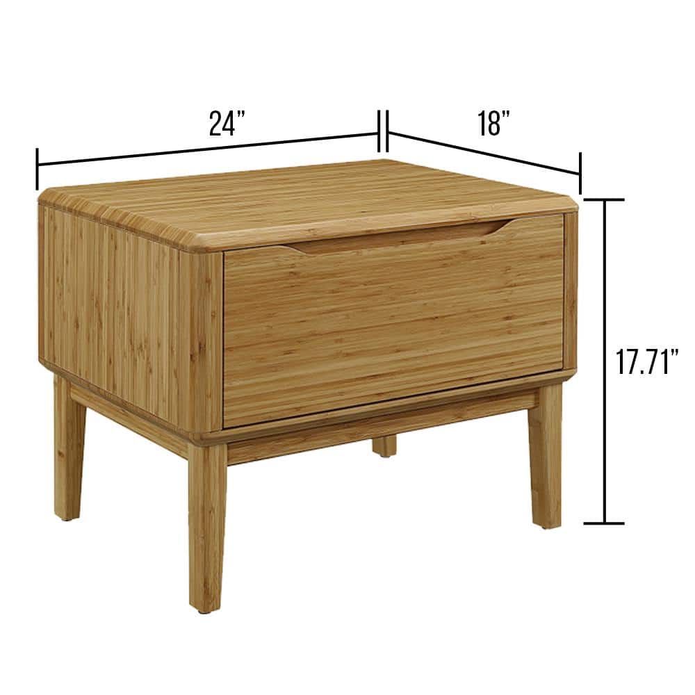 Eco-Friendly Caramelized Bamboo Nightstand with 1 Drawer