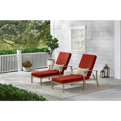 Beachside Rope Look Wicker Outdoor Patio Chaise Lounge with Sunbrella Henna Red Cushions (2-Pack)