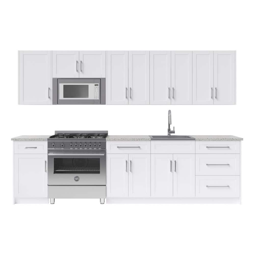 NewAge Products Home Kitchen White Particle Board Shaker Stock   White Newage Products Assembled Kitchen Cabinets 85804 64 1000 