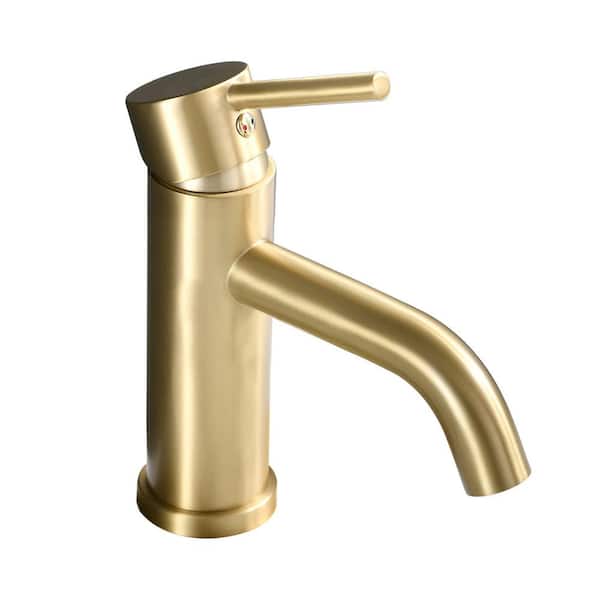 Maincraft Single-Handle Single-Hole Bathroom Faucet in Brushed Gold