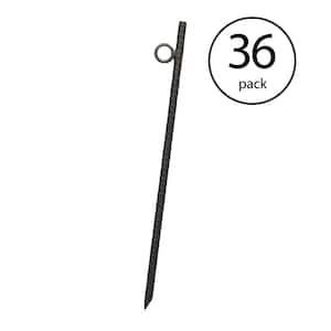 Black Grip Rebar 18 Inch Steel Durable Tent Canopy Ground Stakes (36-Pack)