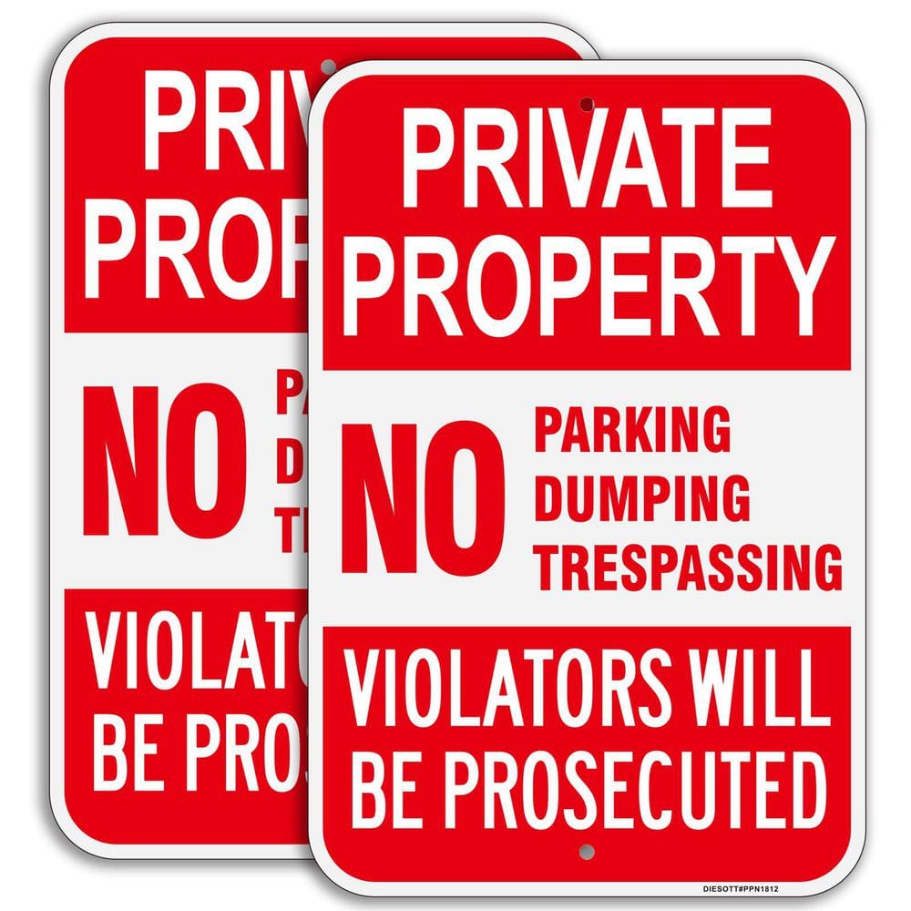 2 Pack 18x12 Inch Aluminum Private Property No Trespassing No Parking No Dumping Sign UV Protected Rust Resistant price history on PriceWatchPro