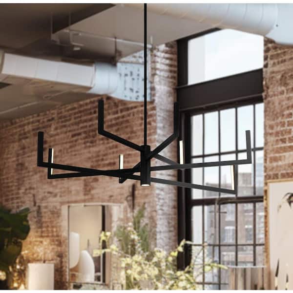 Articular 8-Light Integrated LED Black Statement Chandelier for Living Room