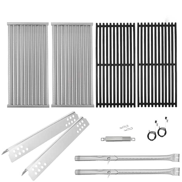 Stainless Steel, Cast Iron Grill Grate, Emitter and Heat Plate Replacement Kit for Listed Outdoor Gas Grill 2-Pack