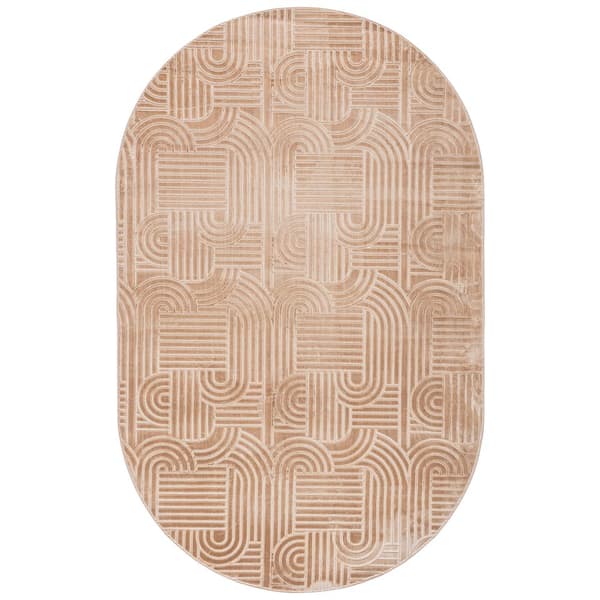 Loft 5 ft. x 8 ft. Oval Light Brown Geometric Arch Area Rug