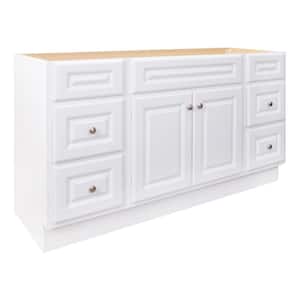 Hampton 60 in. W x 21 in. D x 33.5 in. H Bath Vanity Cabinet without Top in White