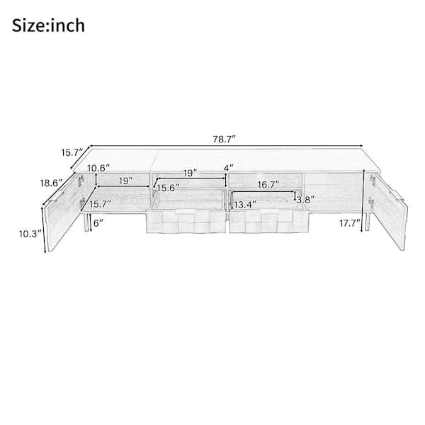 78 in. Modern Dark Brown TV Stand with 2-Cabinets and 2-Drawers Compartments TVs up to 85 in.