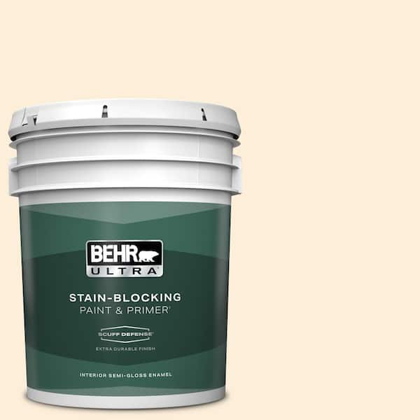 BEHR ULTRA 5 gal. #70 Linen White Extra Durable Semi-Gloss Enamel Interior Paint & Primer