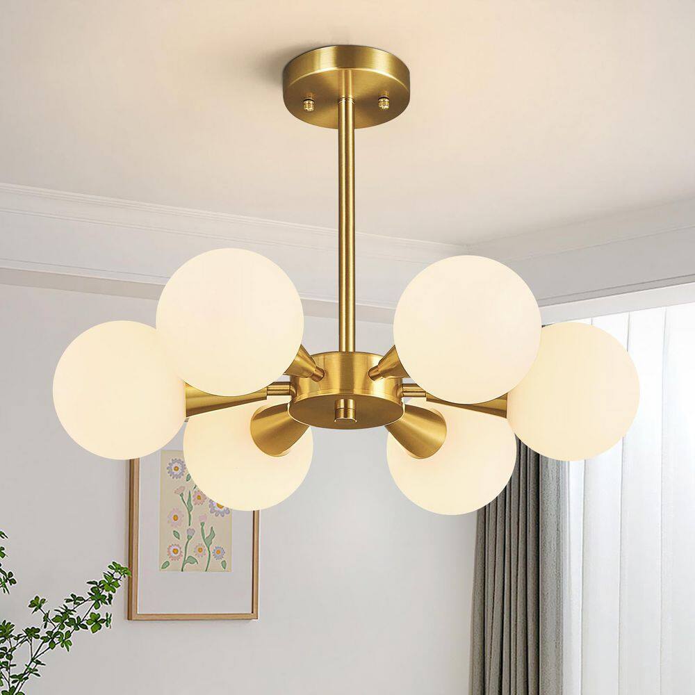 Home Lighting 40w 6Light 20. 86in Modern Gold Glass Semi-Recessed Chandelier Light-For Bedroom & Living Room price history on PriceWatchPro