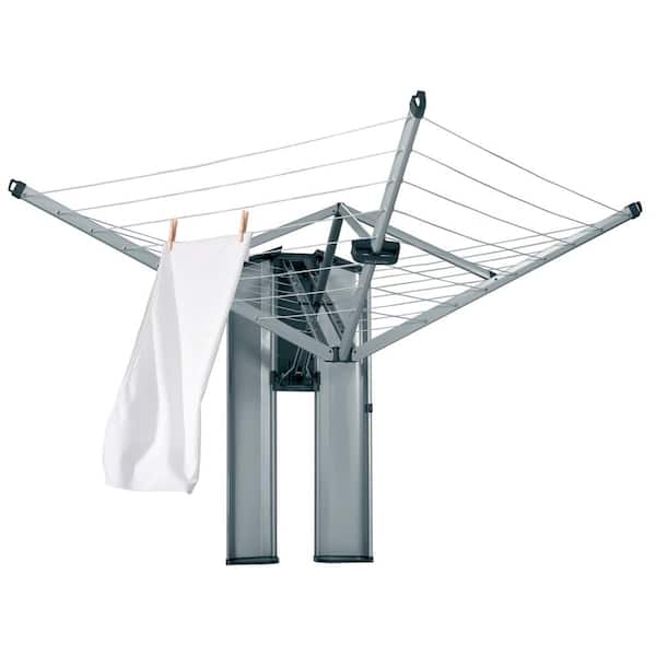 Brabantia 72.5 x 72.5 Inch Steel Retractable Indoor or Outdoor Clothesline Wall Mounted with Protective Storage Box