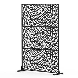 5.9 ft. H x 4 ft. W 3 Panels Black Metal Freestanding Outdoor Privacy Screens for Balcony Patio Garden, Room Divider