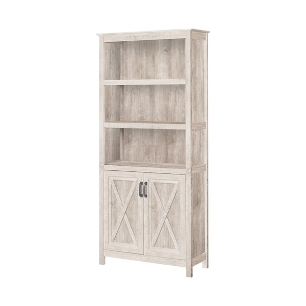SAINT BIRCH Honduras 70.87 in. Washed Gray 3-Shelf Standard Bookcase