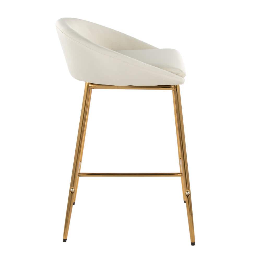 Elegant Gold and Cream Curved Counter Stools, Set of 2