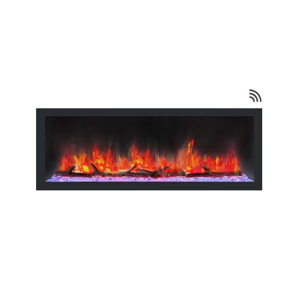 Dynasty Fireplaces 52 in. Cascade Flush-Mount LED Electric Fireplace in Black
