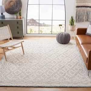 Capri Blue/Rust 4 ft. x 6 ft. Border Diamond Area Rug