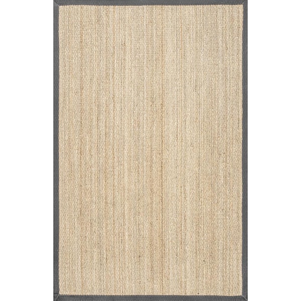 nuLOOM Elijah Seagrass with Border Dark Gray 6 ft. x 9 ft. Area Rug