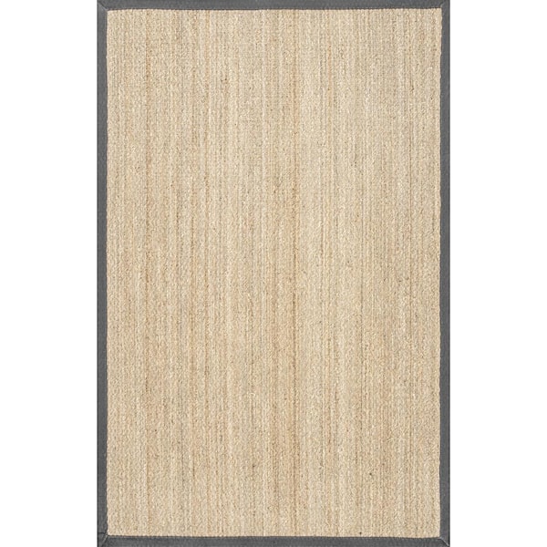 nuLOOM Elijah Seagrass with Border Dark Gray 8 ft. x 10 ft. Area Rug