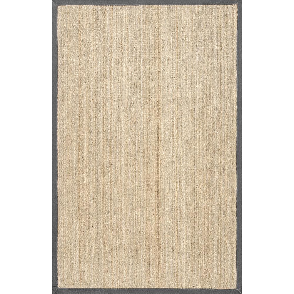 Coastal Farmhouse Dark Gray Seagrass 9' x 12' Area Rug