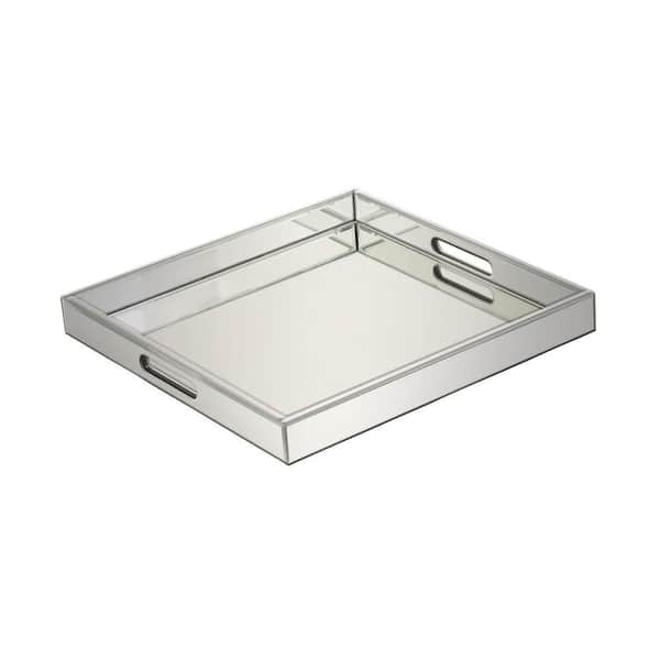 Silver Wood Mirrored Decorative Tray