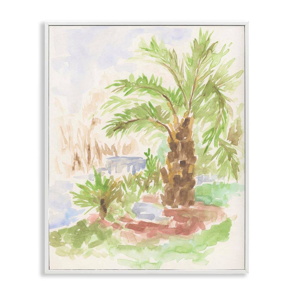 Palm Tree River's Edge by June Erica Vess White Framed Nature Giclee Art Print 14 in. x 11 in. price history on PriceWatchPro