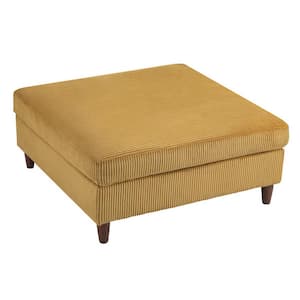 40.9 in. Orange Corduroy Fabric Square Ottoman with Wood Legs