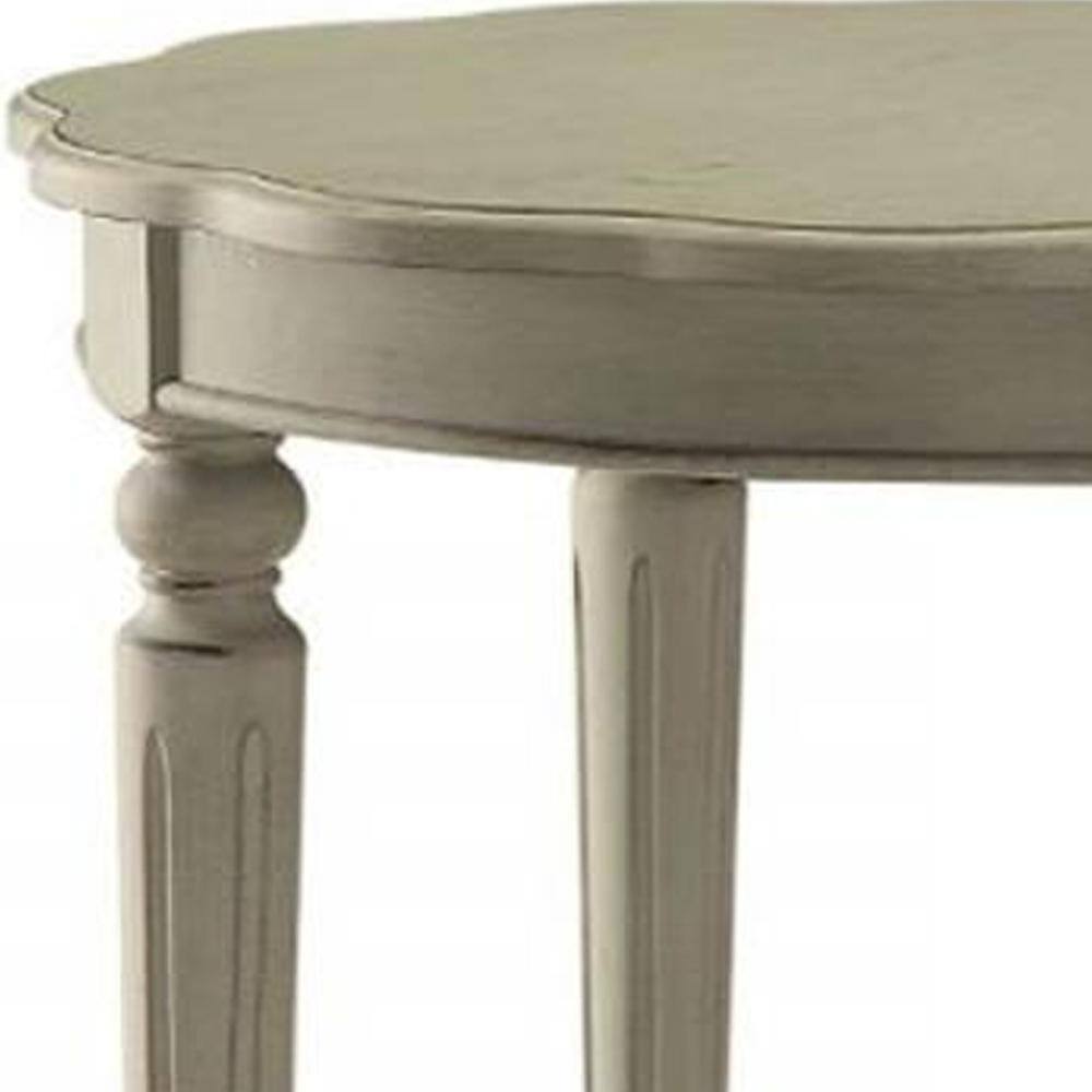 Antique Slate Round Wood End Table with Shelf