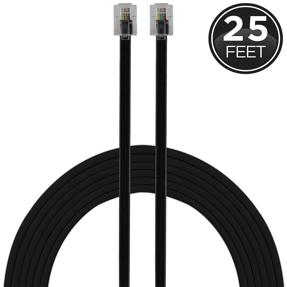 Phone Line Cord 25FT 2 Conductor Modular Telephone Extension Cord 25 Feet Grey One Pack 2 pin Cable THE CIMPLE CO 