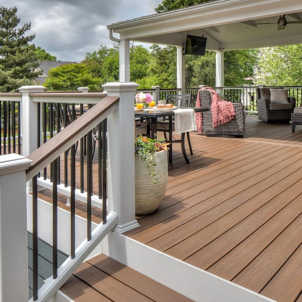 Trex Transcend 1 in. x 6 in. x 16 ft. Spiced Rum Grooved Edge Brown Composite Deck Board