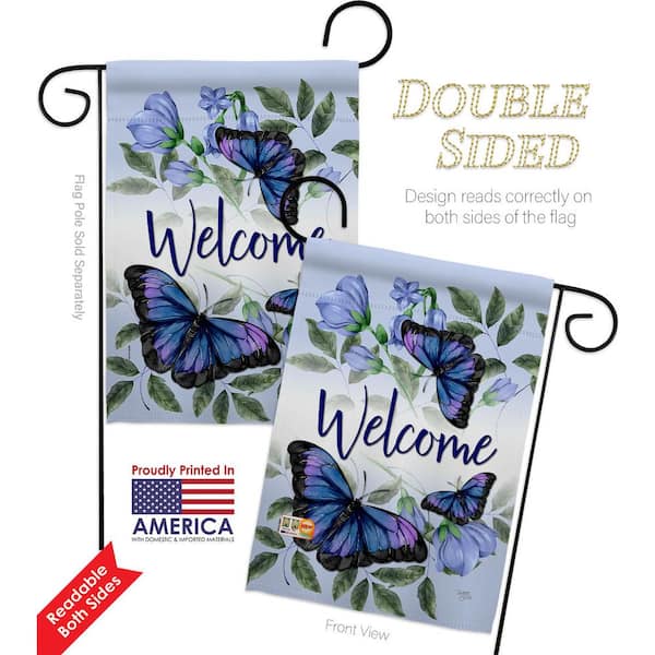 Breeze Decor 13 in. x 18.5 in. Purple Butterflies Bugs and Frogs Garden Flag 2-Sided Friends Decorative Vertical Flags