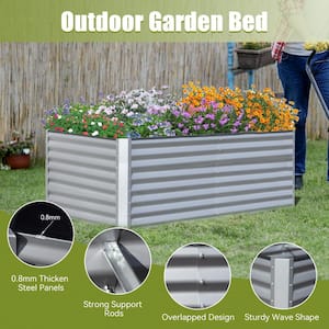 6 ft. x 3 ft. x 2 ft. Sliver Galvanized Steel Rectangular Outdoor Raised Garden Bed