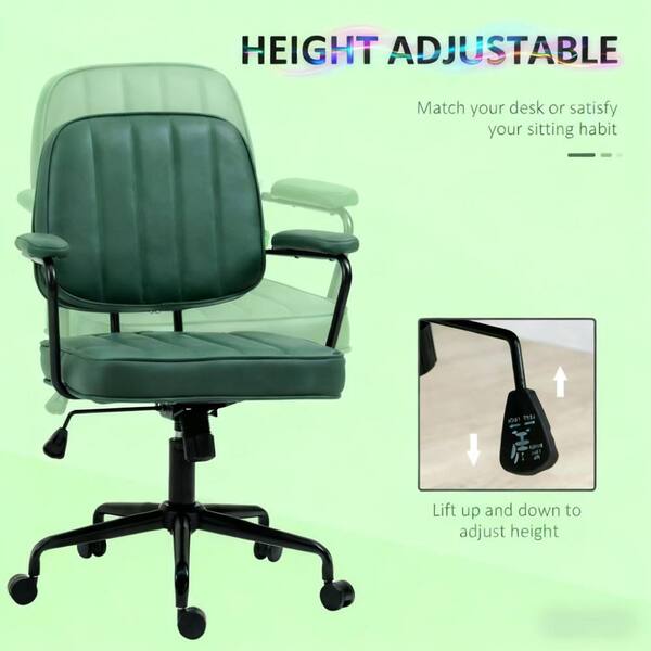 Polyester Adjustable Height Ergonomic Office Chair in Green with