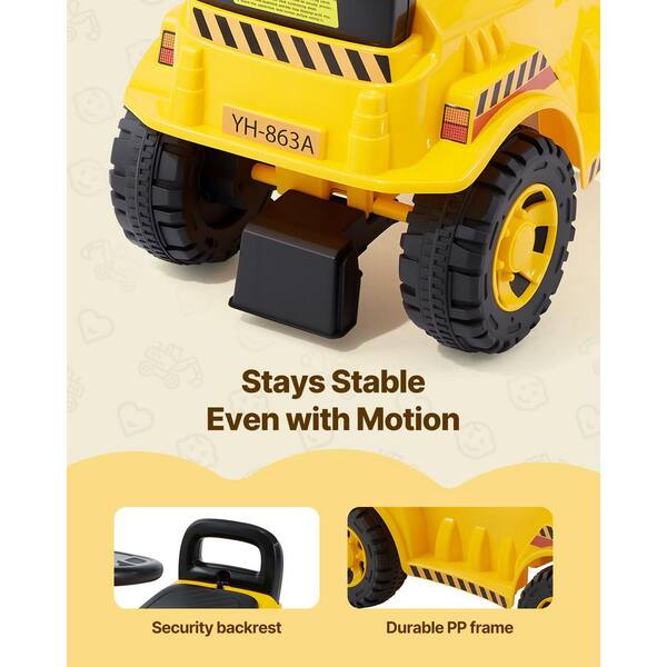 Bulldozer Enfant DREAMADE – Pelleteuse Électrique Avec Volant, Son De Creusage, Espace De Rangement, Dès 3 Ans