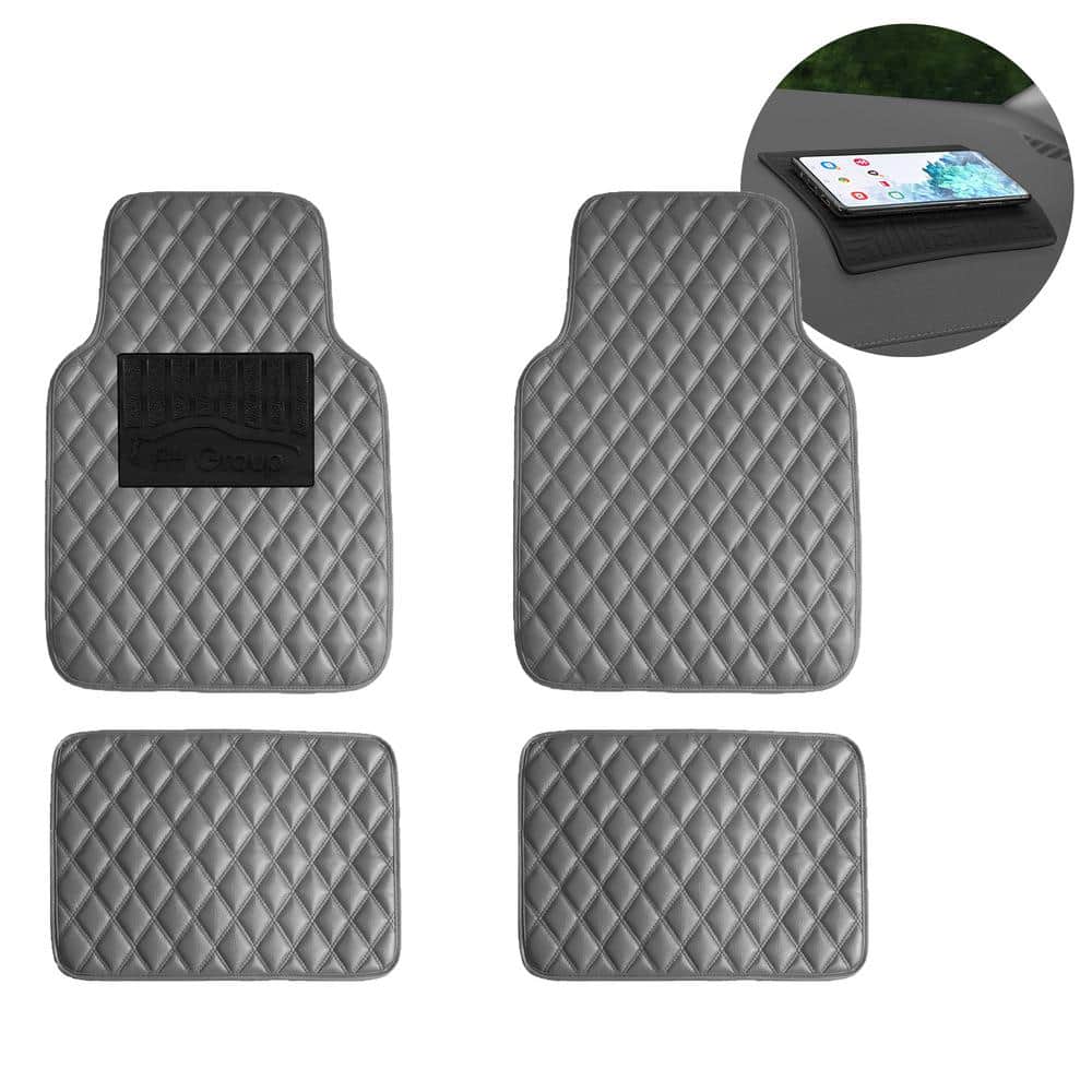 Gray 4-Piece Luxury Universal Liners Heavy Duty Faux Leather Car Floor Mats Diamond Design price history on PriceWatchPro
