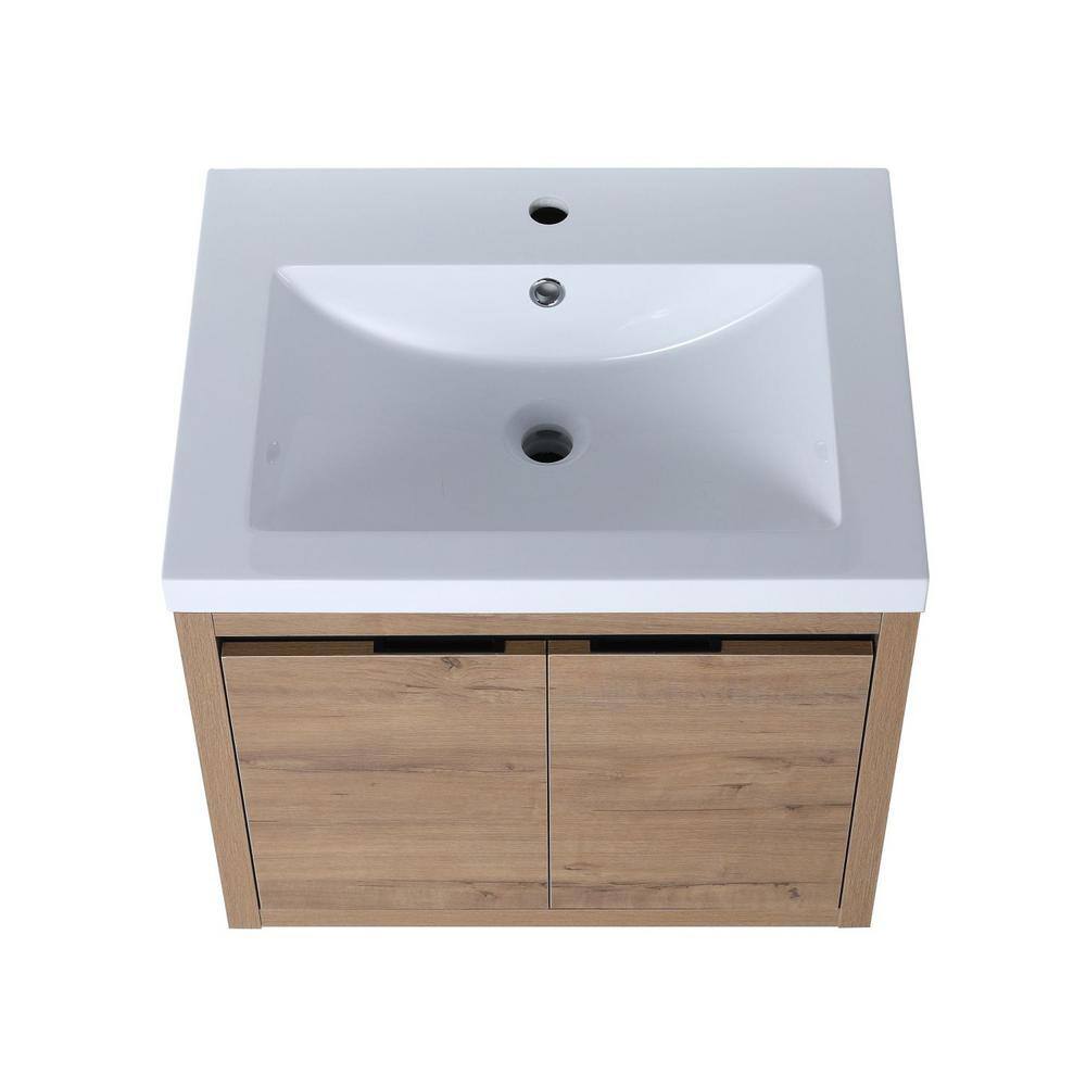 Anky 23.6 in. W x 18.1 in. D x 20.5 in. H Single Sink Bath Vanity in Imitative Oak with White Resin Top price history on PriceWatchPro