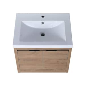 Anky 23.6 in. W x 18.1 in. D x 20.5 in. H Single Sink Bath Vanity in Imitative Oak with White Resin Top