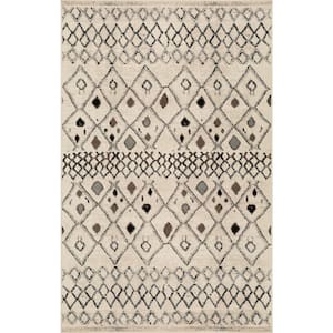 Flintstone Slate 8 ft. x 10 ft Diamond Trellis Indoor Bohemian Polypropylene Area Rug