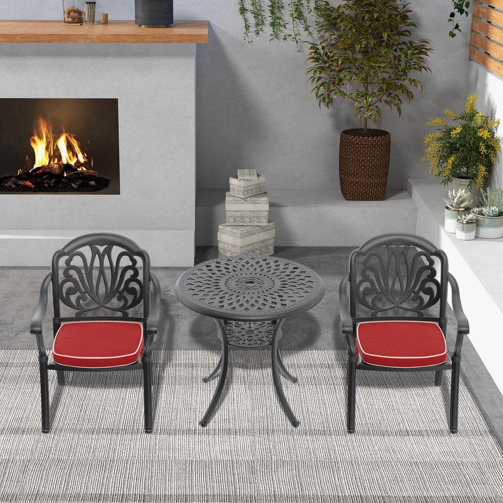 3-Piece Metal cast aluminum Outdoor Dining table and chairs patio furniture