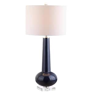 Hope 31 in. Navy with Crystal Base Glass Table Lamp