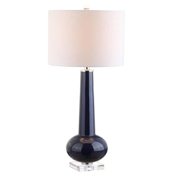 Hope 31 in. Navy with Crystal Base Glass Table Lamp